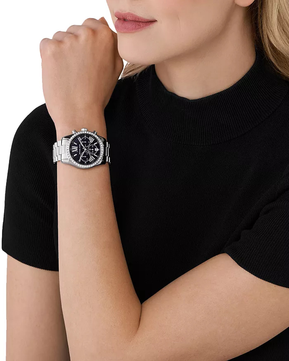 Michael Kors Women's Lexington Pavé Silver Tone Crystal 38MM Watch